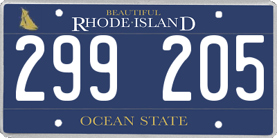 RI license plate 299205