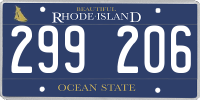 RI license plate 299206