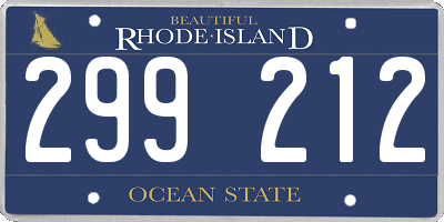 RI license plate 299212