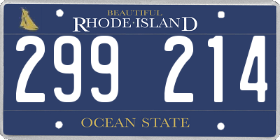 RI license plate 299214