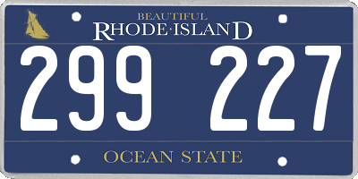RI license plate 299227