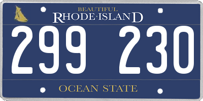 RI license plate 299230