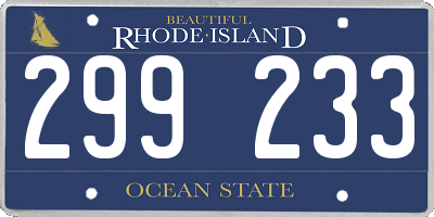 RI license plate 299233
