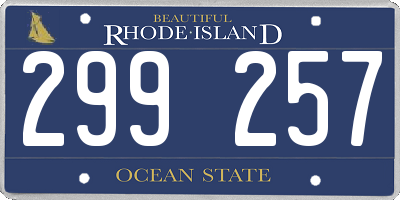 RI license plate 299257