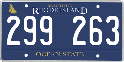 RI license plate 299263