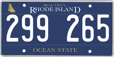RI license plate 299265