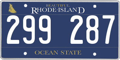 RI license plate 299287