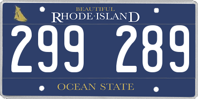 RI license plate 299289