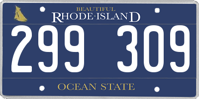 RI license plate 299309