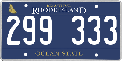 RI license plate 299333