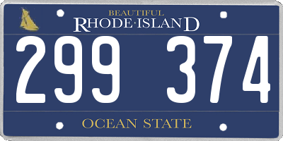 RI license plate 299374