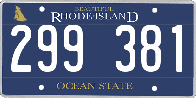 RI license plate 299381
