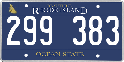 RI license plate 299383