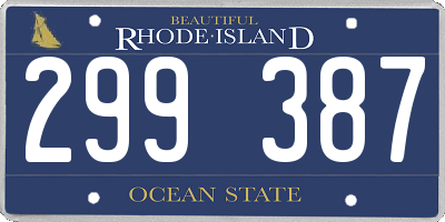 RI license plate 299387