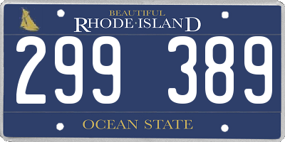 RI license plate 299389