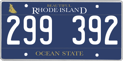 RI license plate 299392