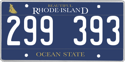 RI license plate 299393