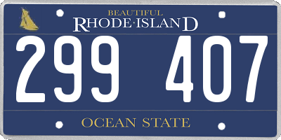 RI license plate 299407