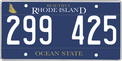 RI license plate 299425