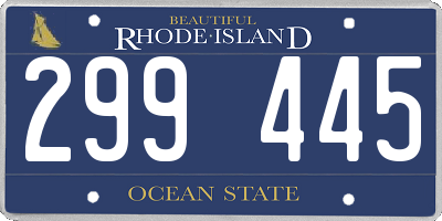 RI license plate 299445