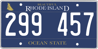RI license plate 299457