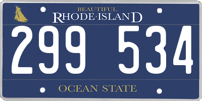 RI license plate 299534