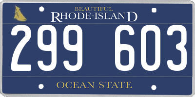 RI license plate 299603