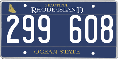 RI license plate 299608