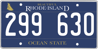 RI license plate 299630