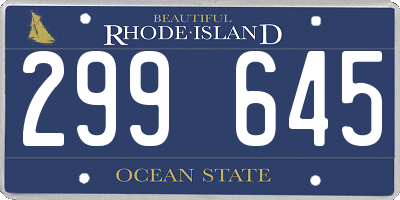 RI license plate 299645