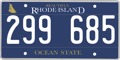 RI license plate 299685