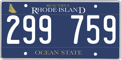 RI license plate 299759