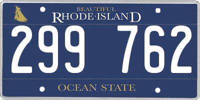 RI license plate 299762