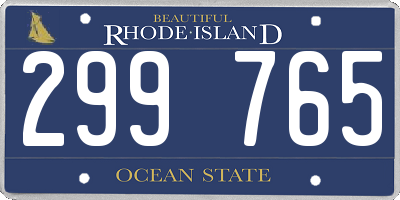 RI license plate 299765