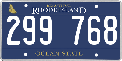 RI license plate 299768