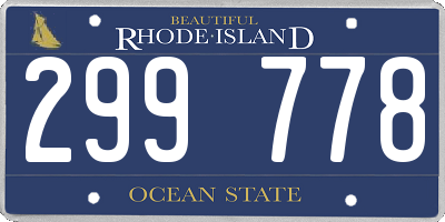 RI license plate 299778