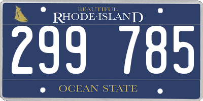RI license plate 299785