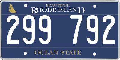 RI license plate 299792