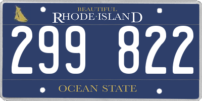 RI license plate 299822
