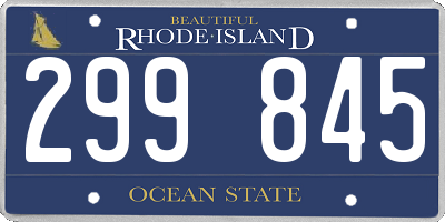 RI license plate 299845