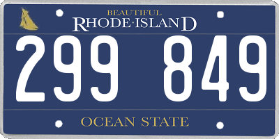 RI license plate 299849