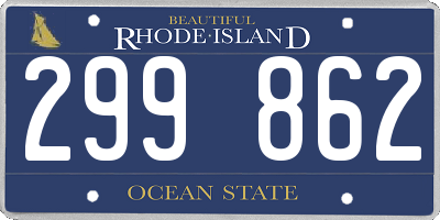 RI license plate 299862