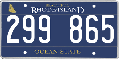 RI license plate 299865