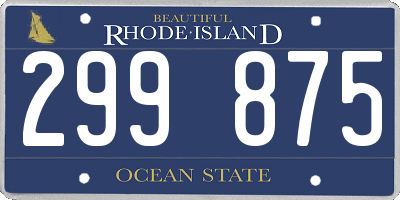 RI license plate 299875