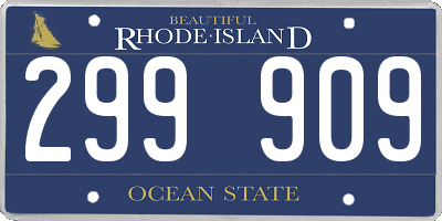 RI license plate 299909