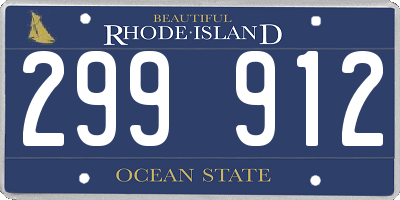 RI license plate 299912