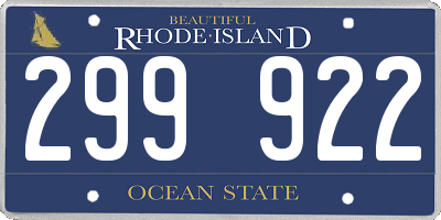 RI license plate 299922