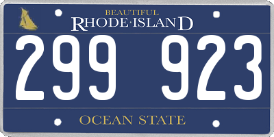 RI license plate 299923