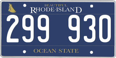 RI license plate 299930