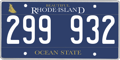 RI license plate 299932
